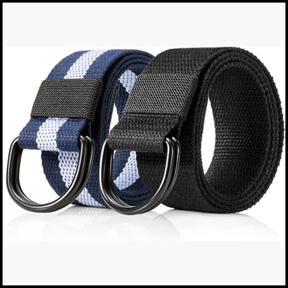 Canvas Web Belt Double D Ring Adjustable Casual Belt